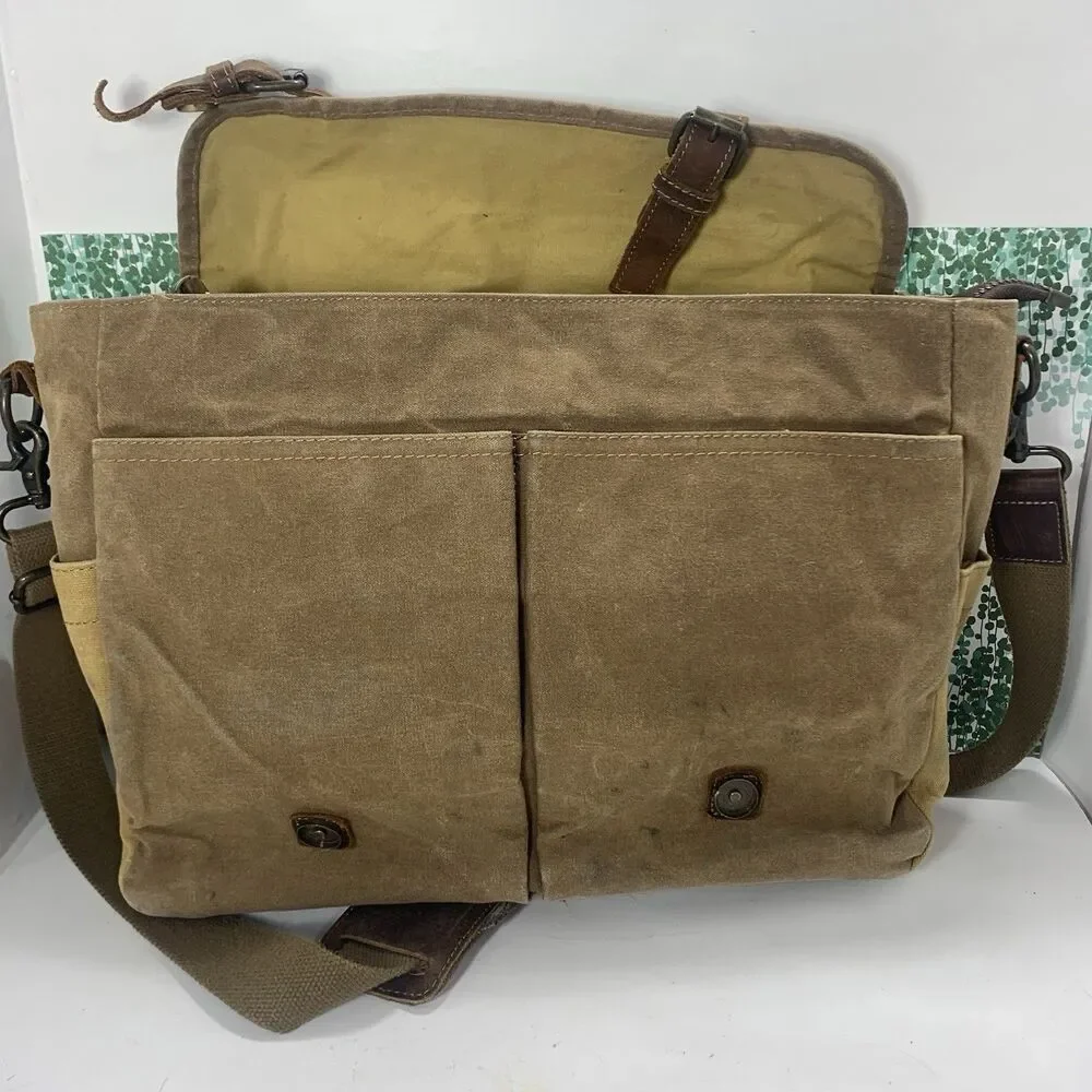 NEWHEY Waxed Waterproof Messenger Bag Laptop Briefcase Shoulder Strap Classic